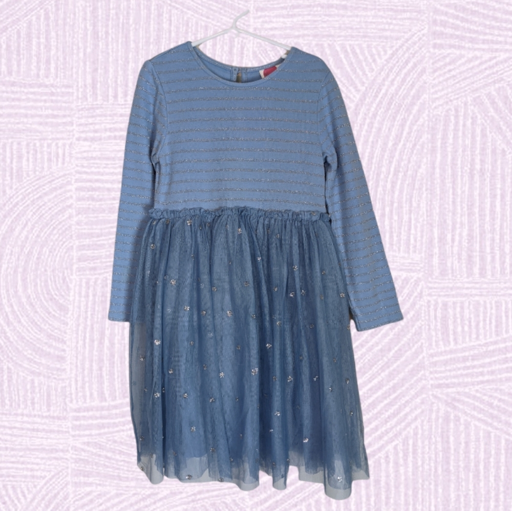 Mini Boden Blue Silver Tulle Dress 6/7
